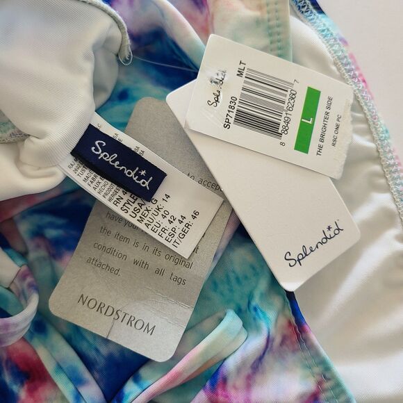 Splendid One Piece Swimsuit Tie Dye Padded Shelf Bra Tummy Control Large - Picture 5 of 10